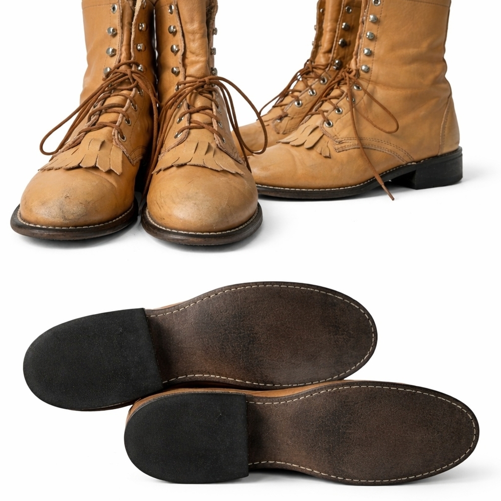 Pre-loved Laredo Tan Fringe Lace-Up Women's Boots 7.5M